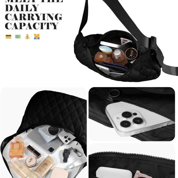 Ultra-Lightweight Quilted Crossbody Bag - Fashion Meets Functionality in Black - Picture 4 of 6